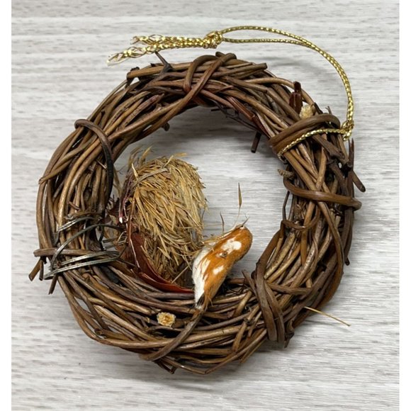 Vintage Bird Nest Christmas Tree Ornament Mama Bird and Babies 3 Inch - Picture 4 of 6